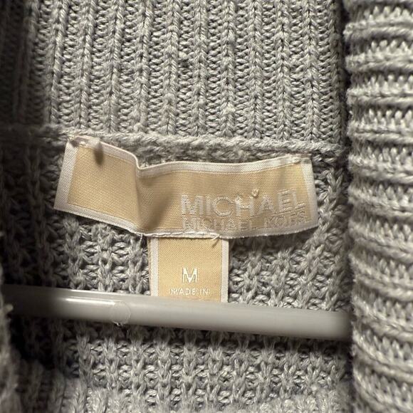 Michael Kors Solid Gray Ribbed Knit Turtleneck Long Sleeve Sweater Women Medium - Picture 3 of 5